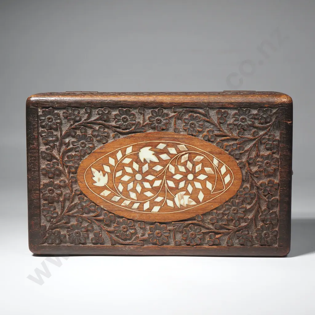Ornate & Inlay Wooden Carved Box  Image 1++