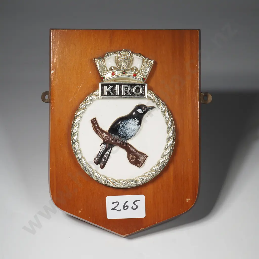 Vintage Royal NZ Navy Plaque w The Crest of the HMNZS Tui, A Frigate that Served in NZ Navy Image 1++