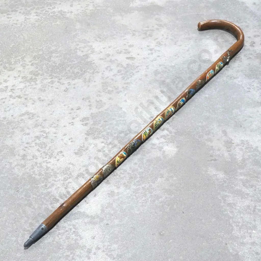 Vintage Alpine Walking Cane w Souvenir Badges Image 1++