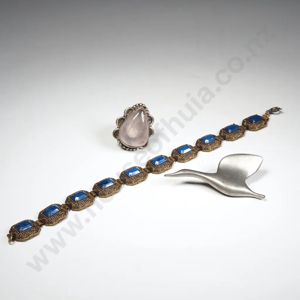 Costume Jewellery -Bracelet, Ring & Stylized Bird Brooch Image 1++
