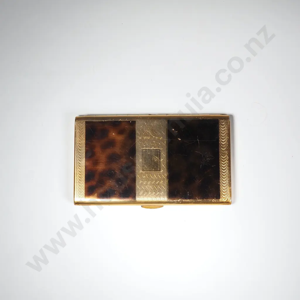 Gold Tone & Faux Tortoiseshell Cigarette Case Image 1++