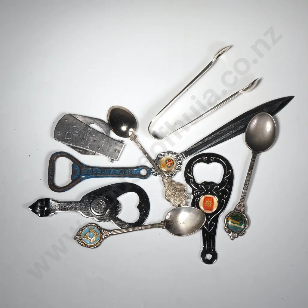 Collection of Items - Souvenir Bottle Openers, Spoon, Letter Opener & Can Opener Image 1++