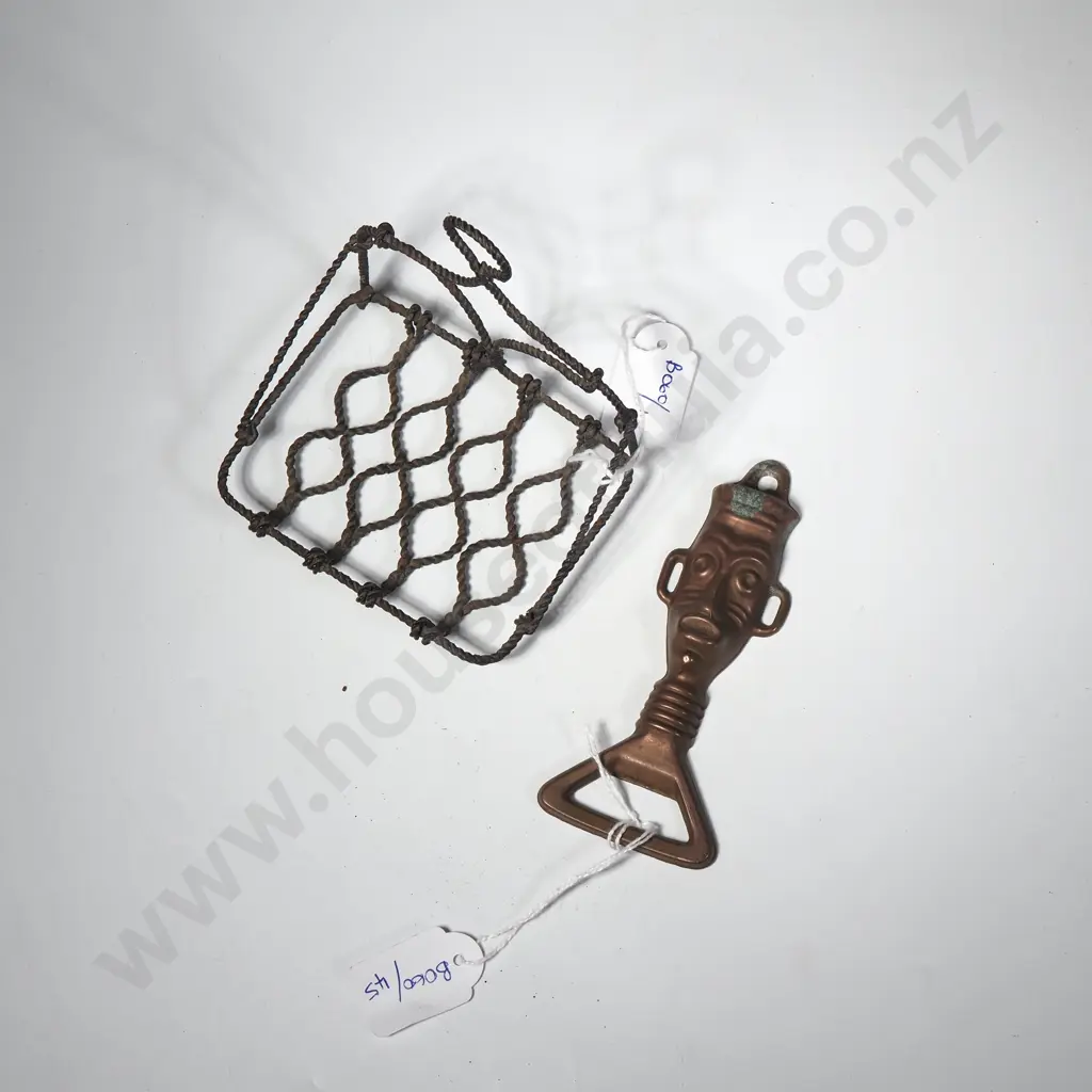 Vintage Wire Soap Rack & a Brass Souvenir Bottle Opener Image 1++