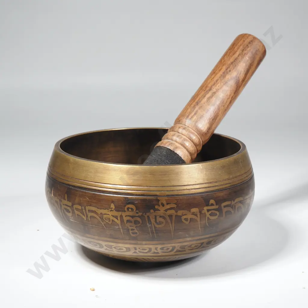 Buddhist Brass Tibetan Singing Bowl Used for Meditation & Sound Therapy Image 1++