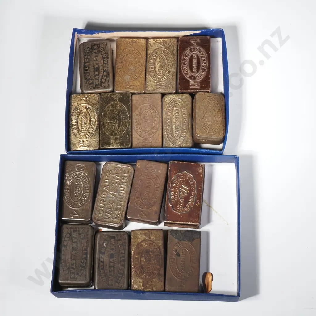 Seventeen Tins of Waxed Matches & Co w Striker to Base or Sides, Many  R Bell & Co Image 1++