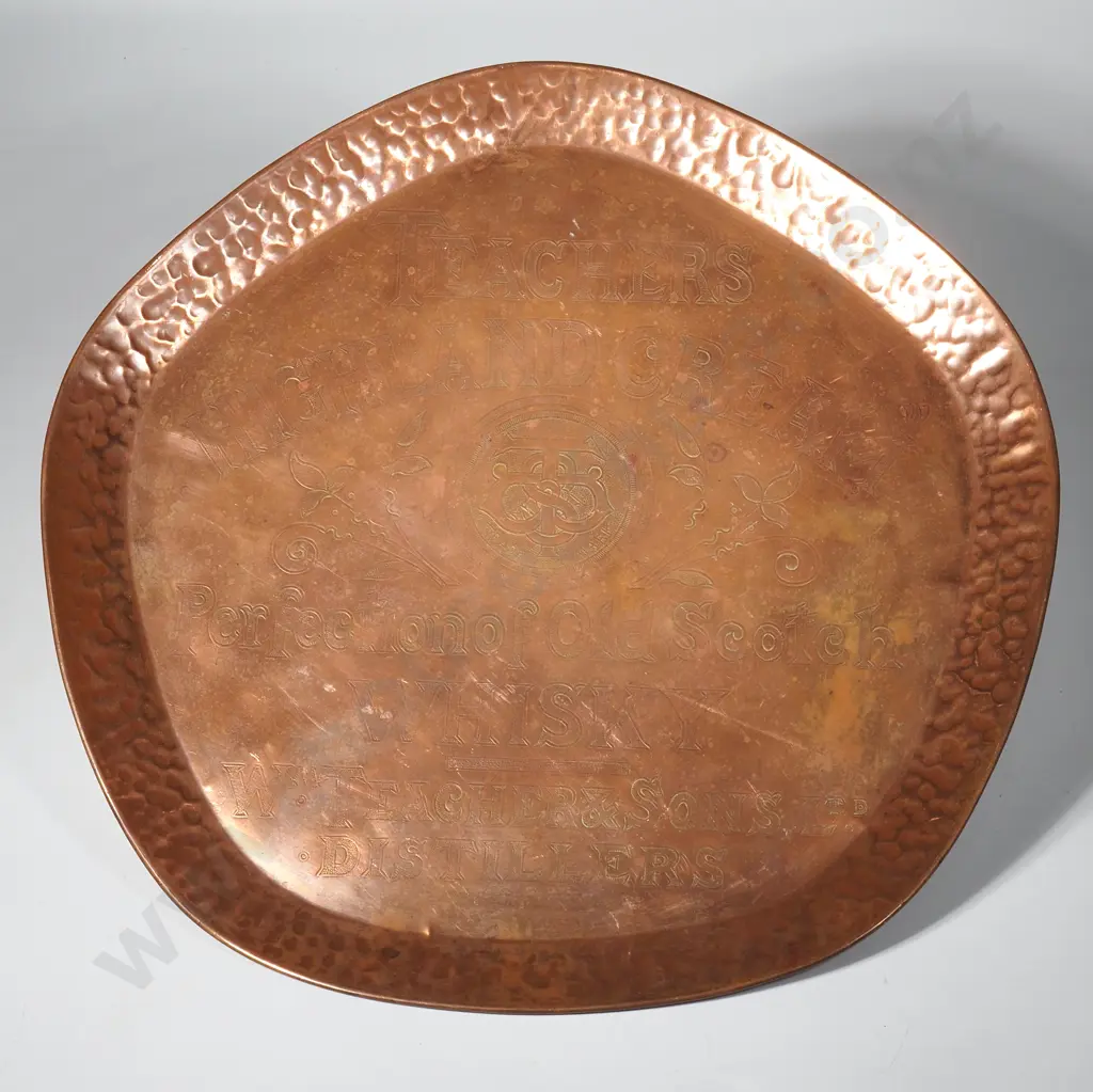 Copper Five Sided Drinks Tray Advertising Teachers Highland Cream Whisky Image 1++