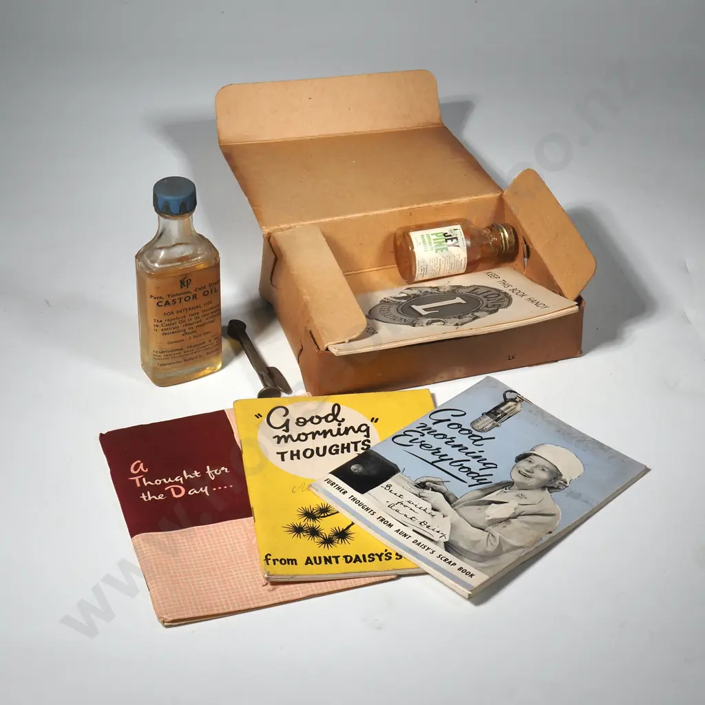 Vintage First Aid Kit Lions w Castor Oil Bottle Image 1++