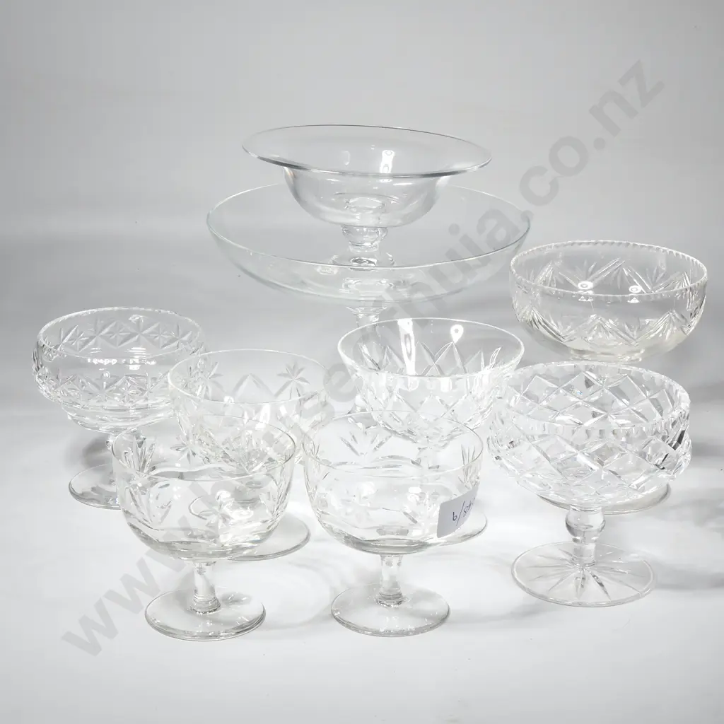 Six Stemmed Crystal Comports of Varying Sizes & Cuts Image 1++