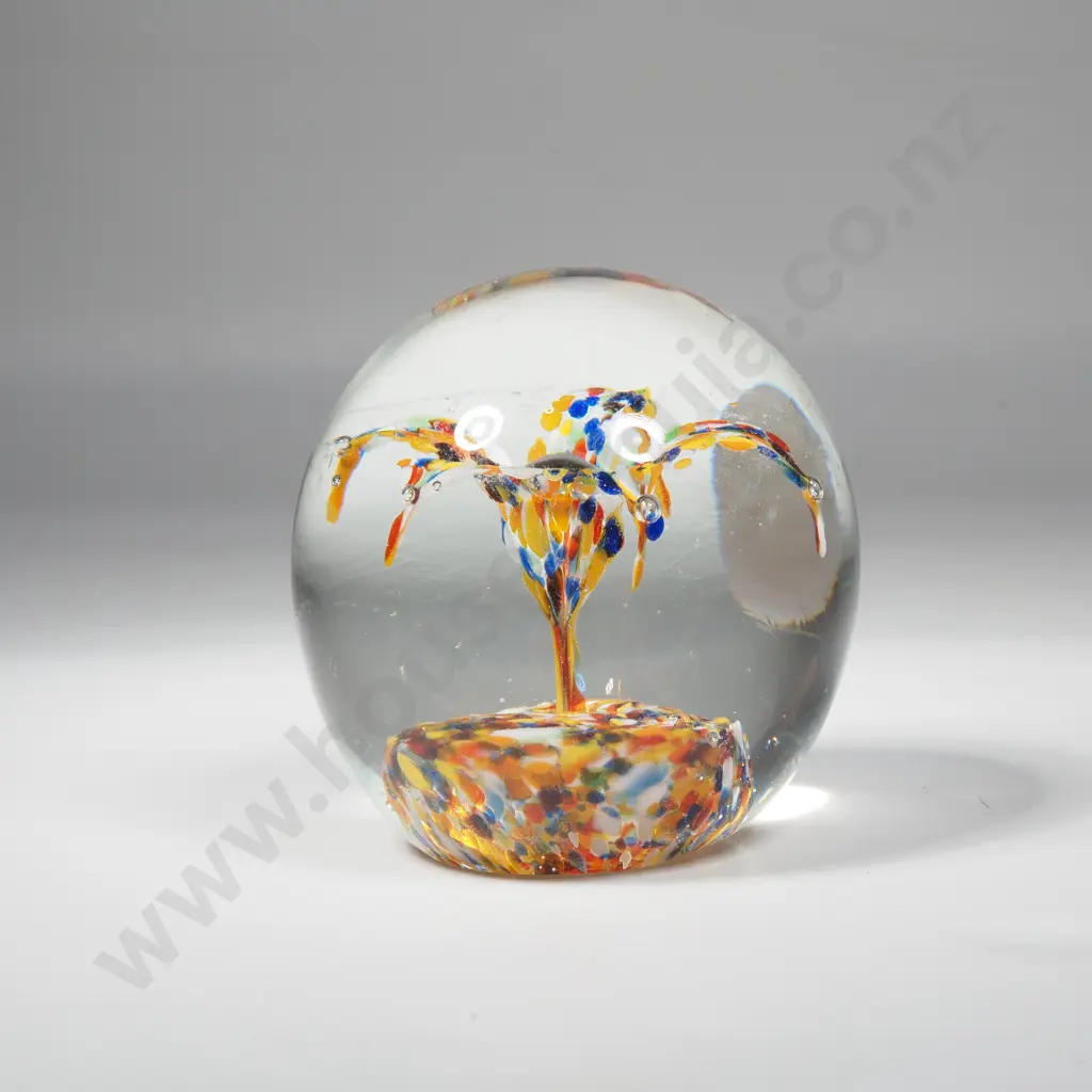 Vintage Glass Paperweight - Icepick Flower w Confetti Ground. Image 1++