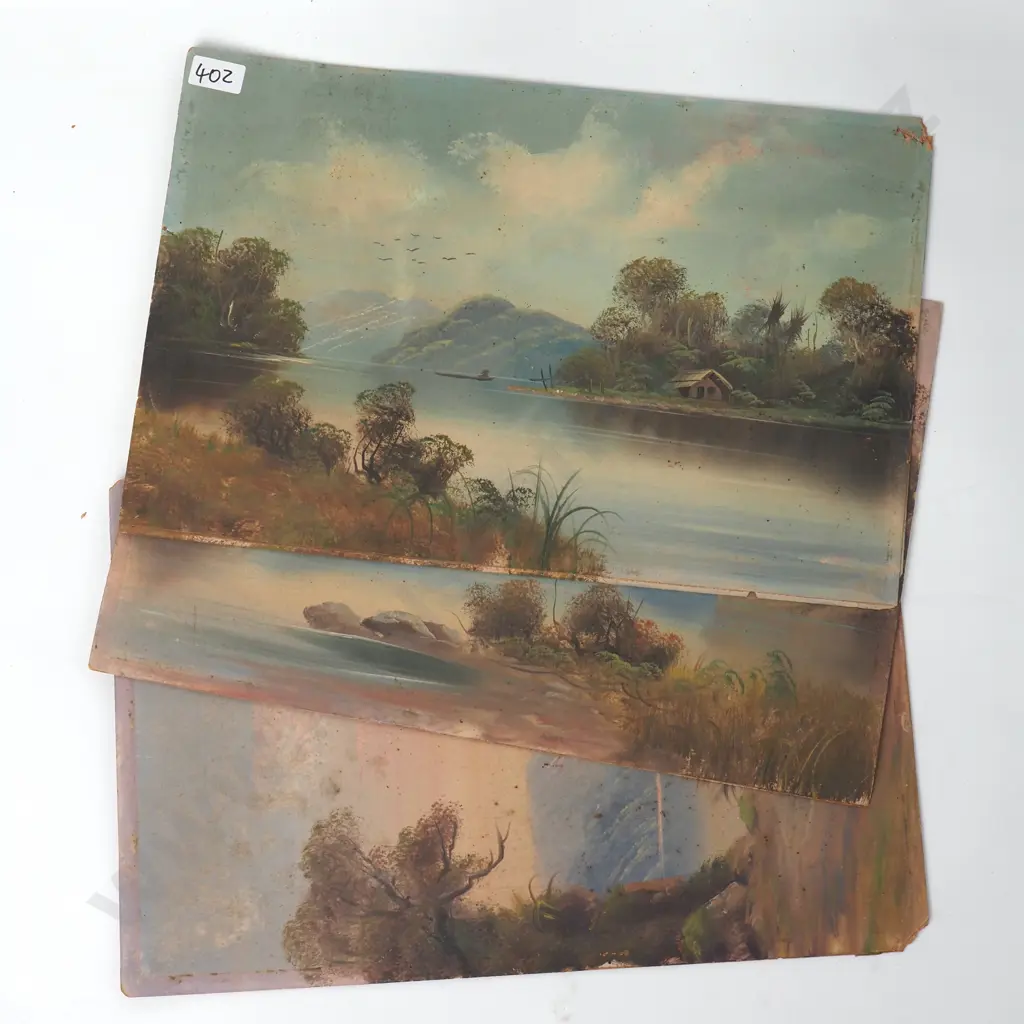 Artist Unknown - Three Colonial Scenes, Oil Image 1++