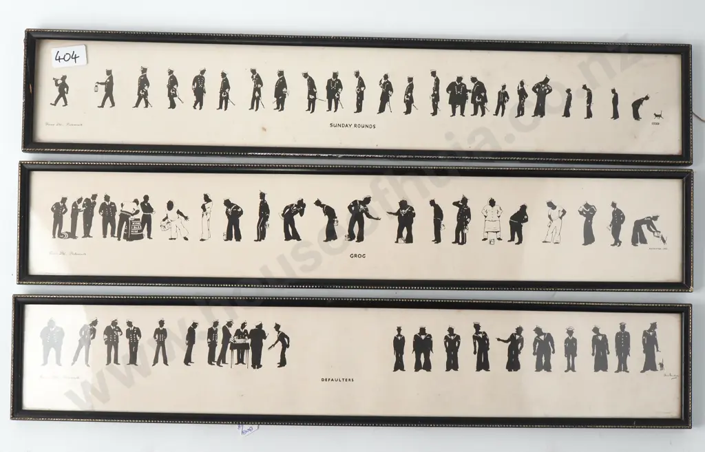 Three Vintage Prints After A.M. Hughes Depicting Sailors,  - 'Grog', 'Sunday Rounds', & 'Defaulters'. Image 1++