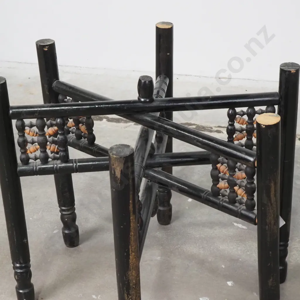 Indian Brass & Timber Folding Occasional Table Image 1++