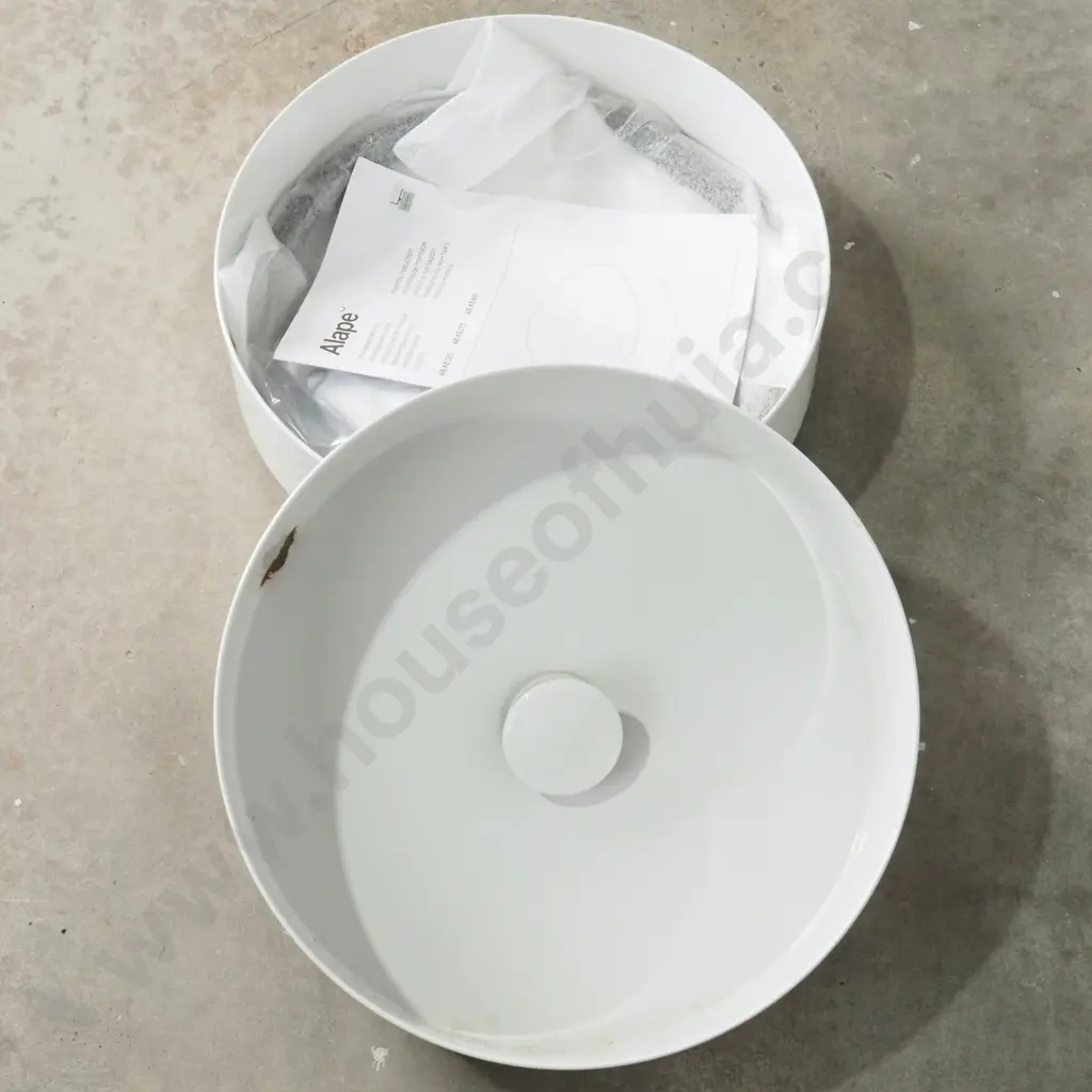 Pair Of Heirloom Radial 355 Matt White Counter Top Basins. H 355  x H 120mm Image 1++