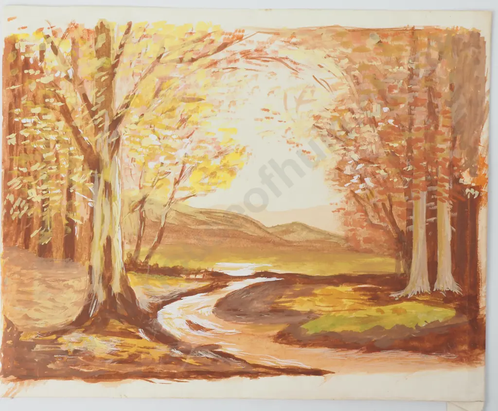 Artist Unknown - Autumnal Landscape, Watercolour Image 1++