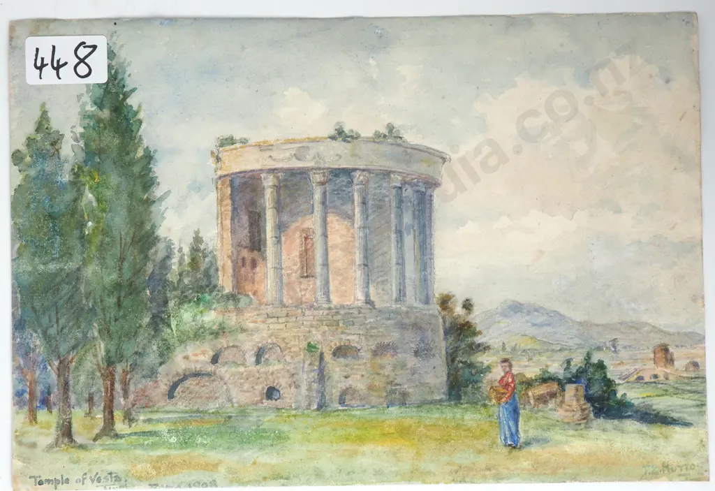 P S Hutton - Temple of Vesta, Watercolour Image 1++