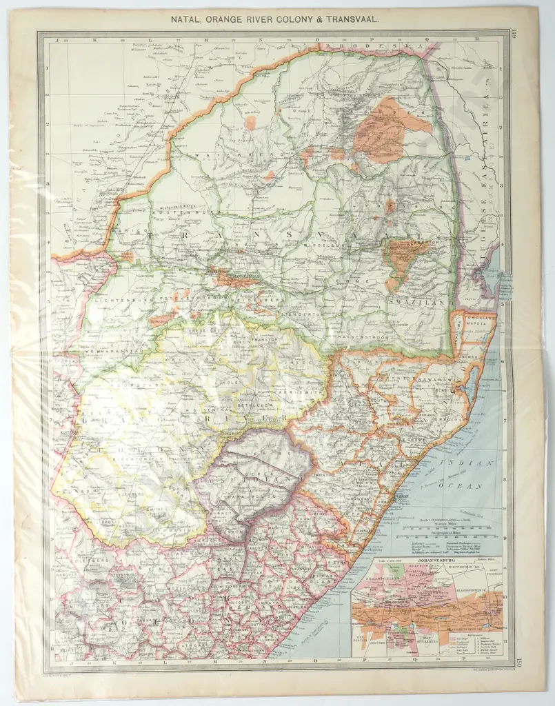 George Philip & Son Ltd - Natal, Orange River Colony & Transvaal, The Harmsworth Universal Atlas Image 1++
