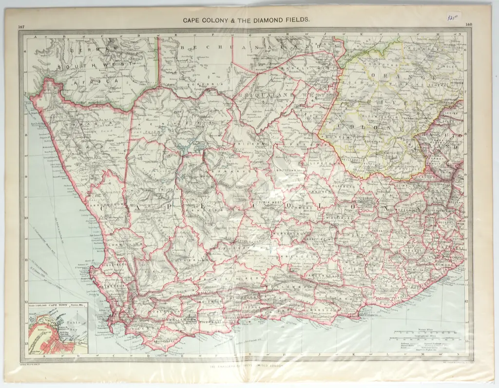 George Philip & Son Ltd - Cape Colony & The Diamond Fields, The Harmsworth Universal Atlas Image 1++