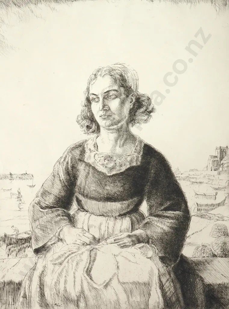 E. Heker Thompson - 'Yvonne At Barfleur' Etching Image 1++