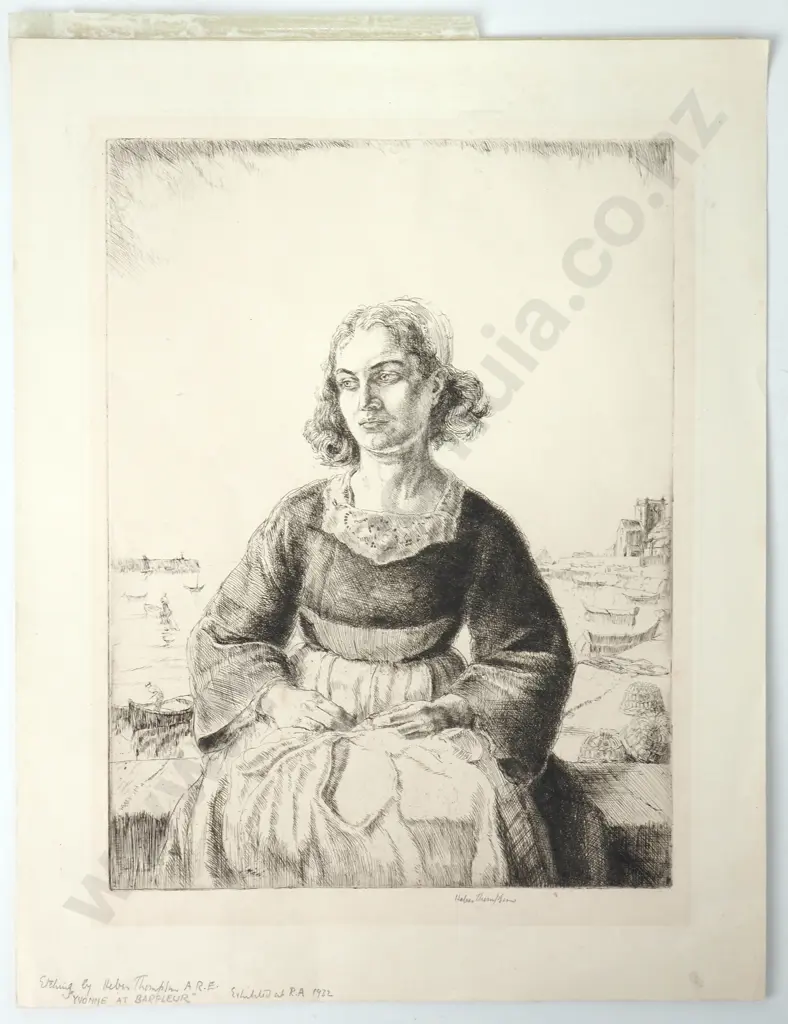 E. Heker Thompson - 'Yvonne At Barfleur' Etching Image 1++