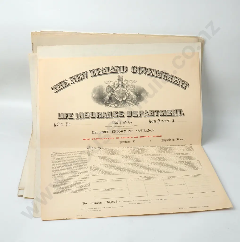 Insurance - The New Zealand Government - Blank Agreement Policies Image 1++
