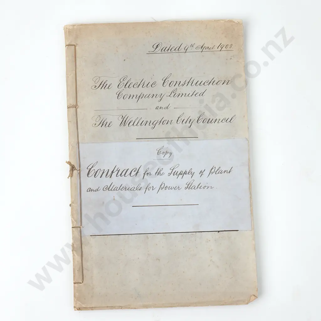 Contract - Wellington City Council & Electric Construction Co - 1903 (copy) Image 1++