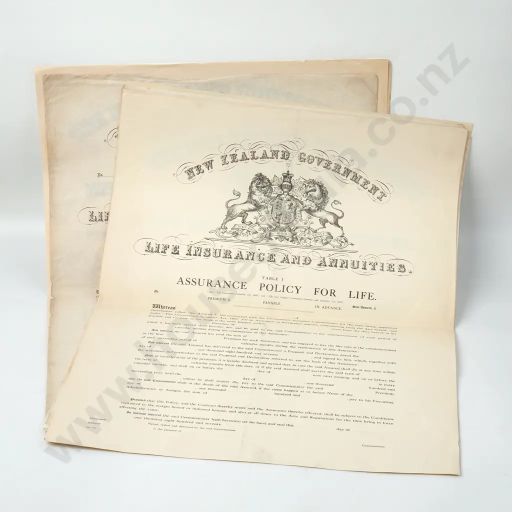 Insurance - The New Zealand Government - Blank Agreement Policies Image 1++