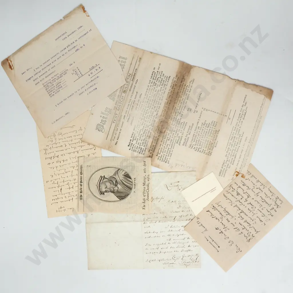 Cricket Test Match Bulletin - 1928 - Letters Image 1++