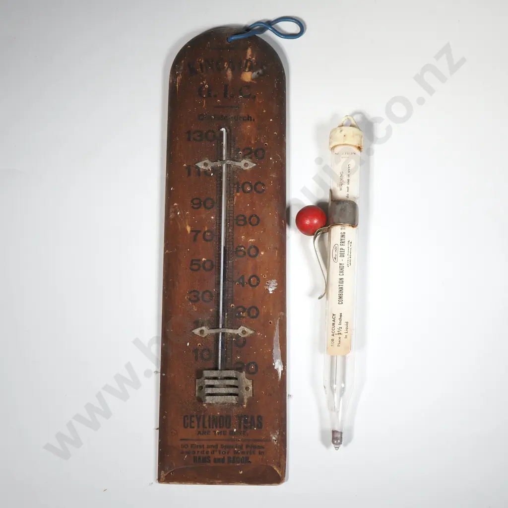 Vintage Advertising Thermometer for Ceylindo Teas & Glass John L Chaney & Co Combination Candy -Deep Frying Thermometer Image 1++