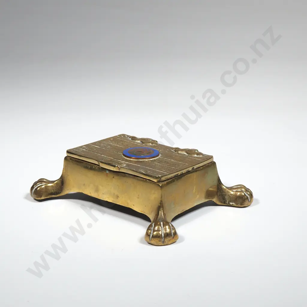 Small Vintage Brass Hinged Box Made For the NZ Centennial Exhibition  Image 1++