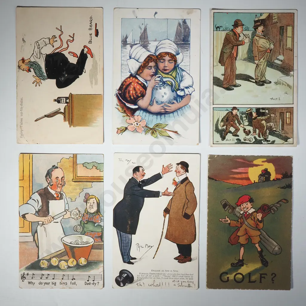 Six Vintage humorous postcards  Image 1++