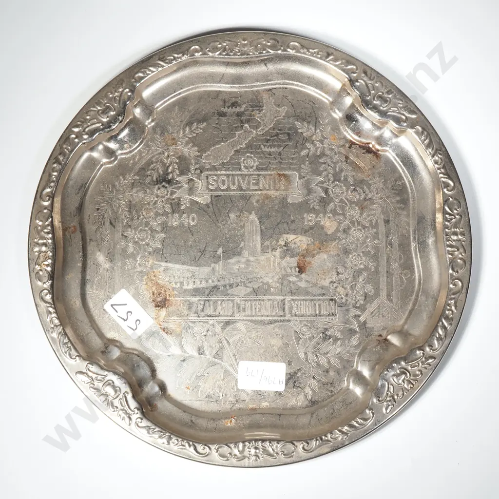 Silver Plate Tray To Commemorate The "The New Zealand Centennial Exhibition"  1840 -1940  Image 1++