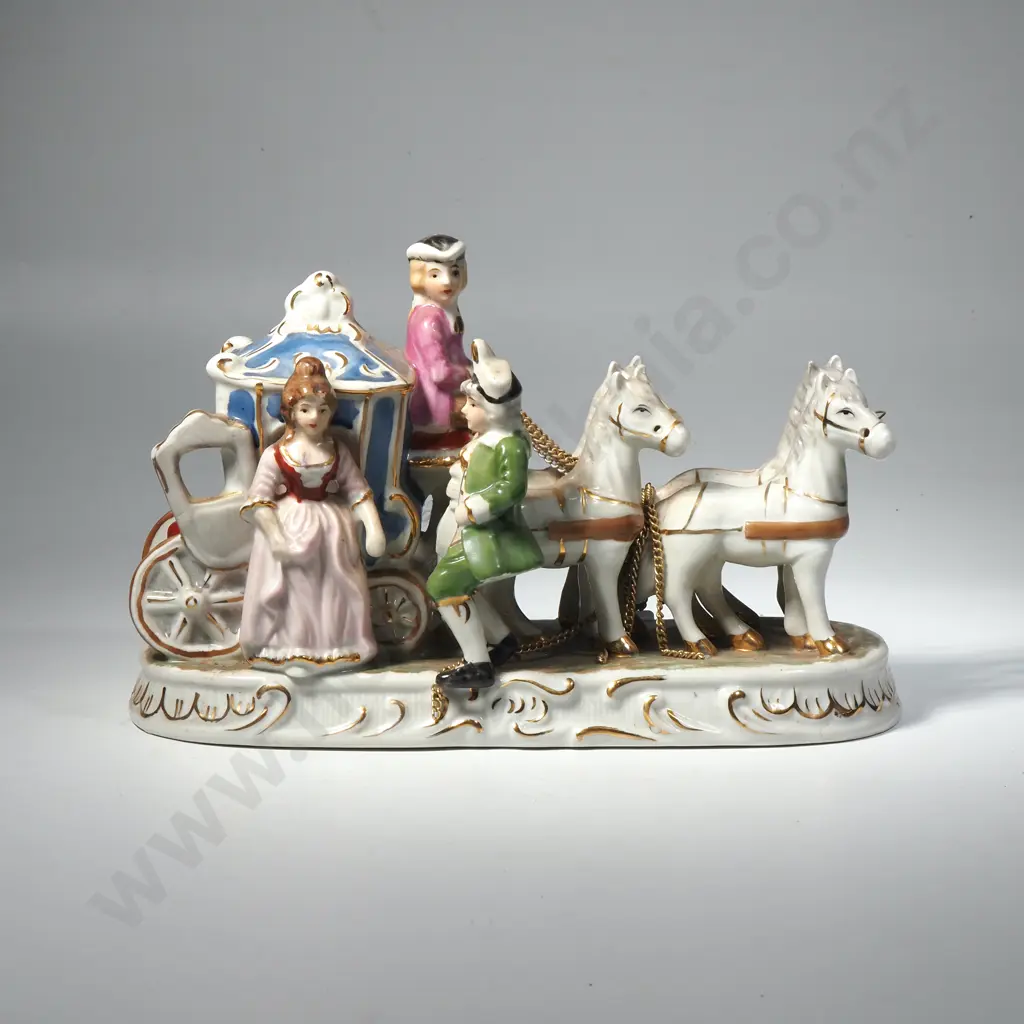 Porcelain Model of Carriage and four Horses Image 1++