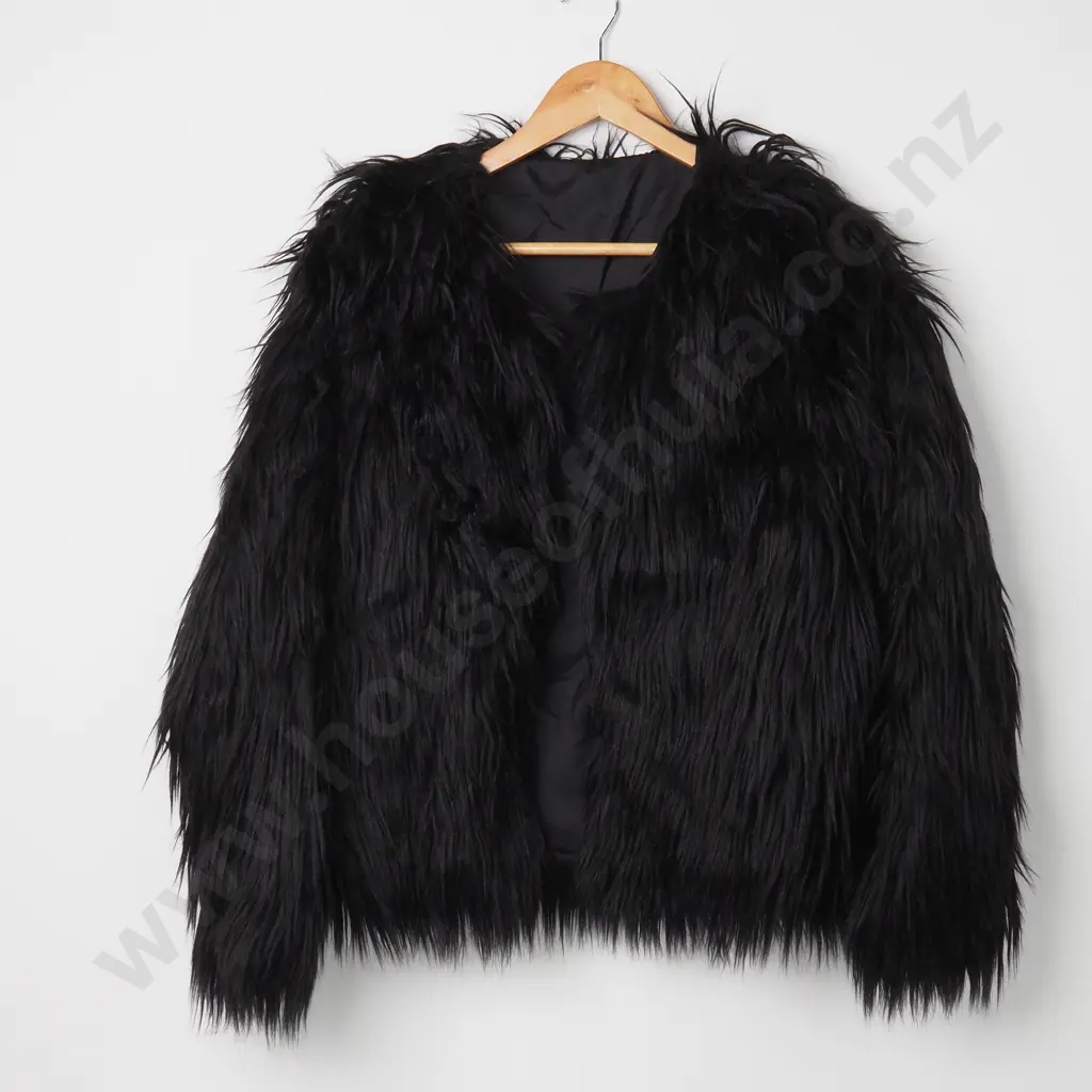 Faux Fur Jacket - Black Image 1++