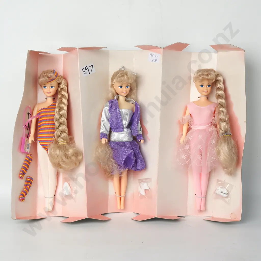 Three Barbie Style dolls with outfits Image 1++