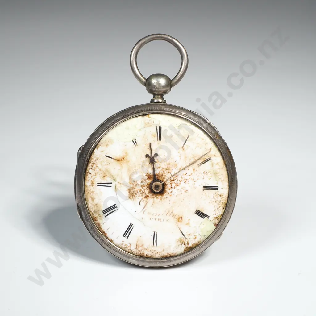 1752 Silver Verge Romilly Paris Pocket Watch A/F Image 1++