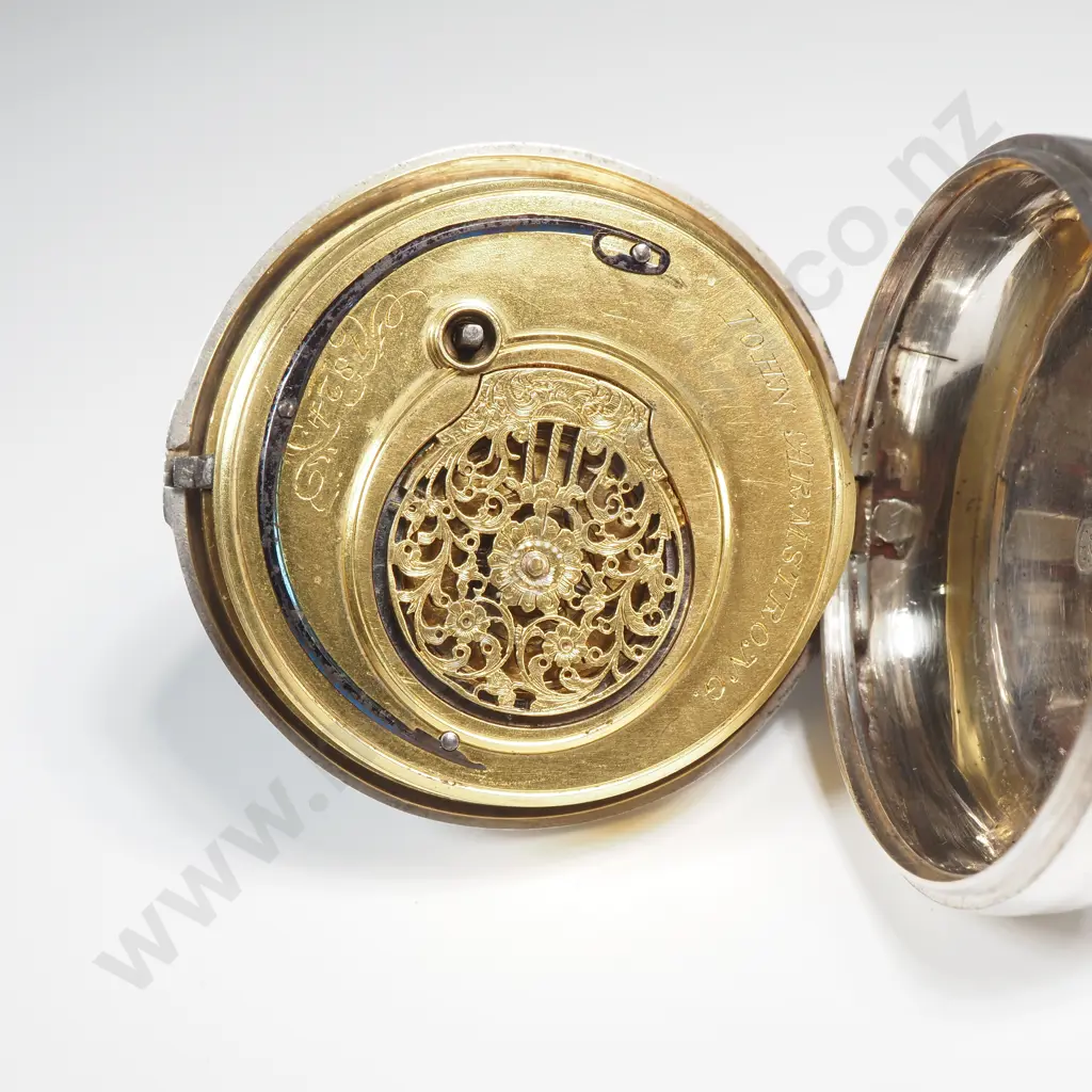 Impressive 1819 Verge Movement Sterling Silver Pair Case Pocket Watch Image 1++