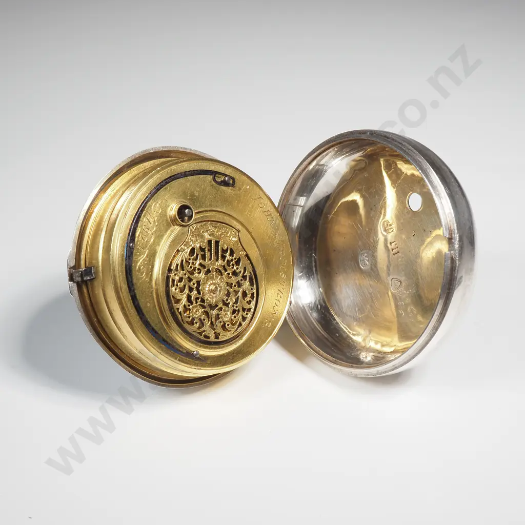 Impressive 1819 Verge Movement Sterling Silver Pair Case Pocket Watch Image 1++