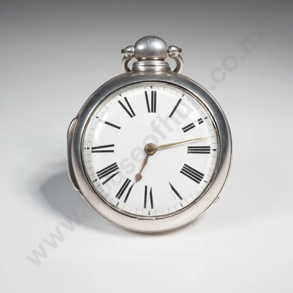 Impressive 1819 Verge Movement Sterling Silver Pair Case Pocket Watch Image 1++
