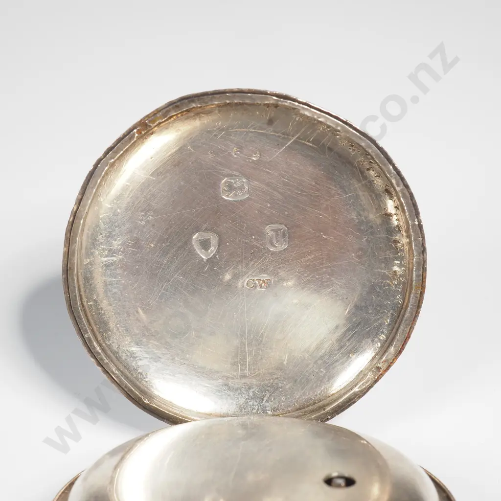 Sterling Silver Open Face Pocket Watch w Key - J Muirhead Glasgow Image 1++