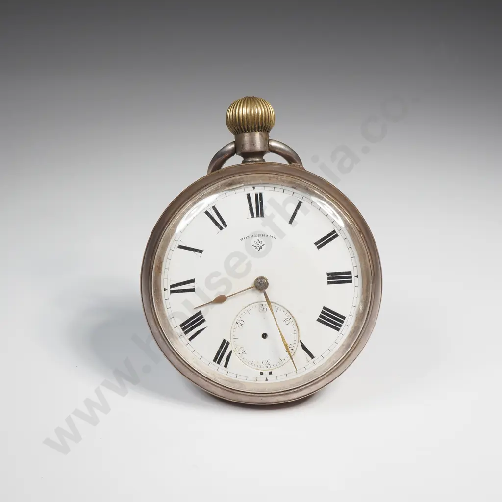 Sterling Silver Open Faced Pocket Watch A/F w British Hallmarks Image 1++