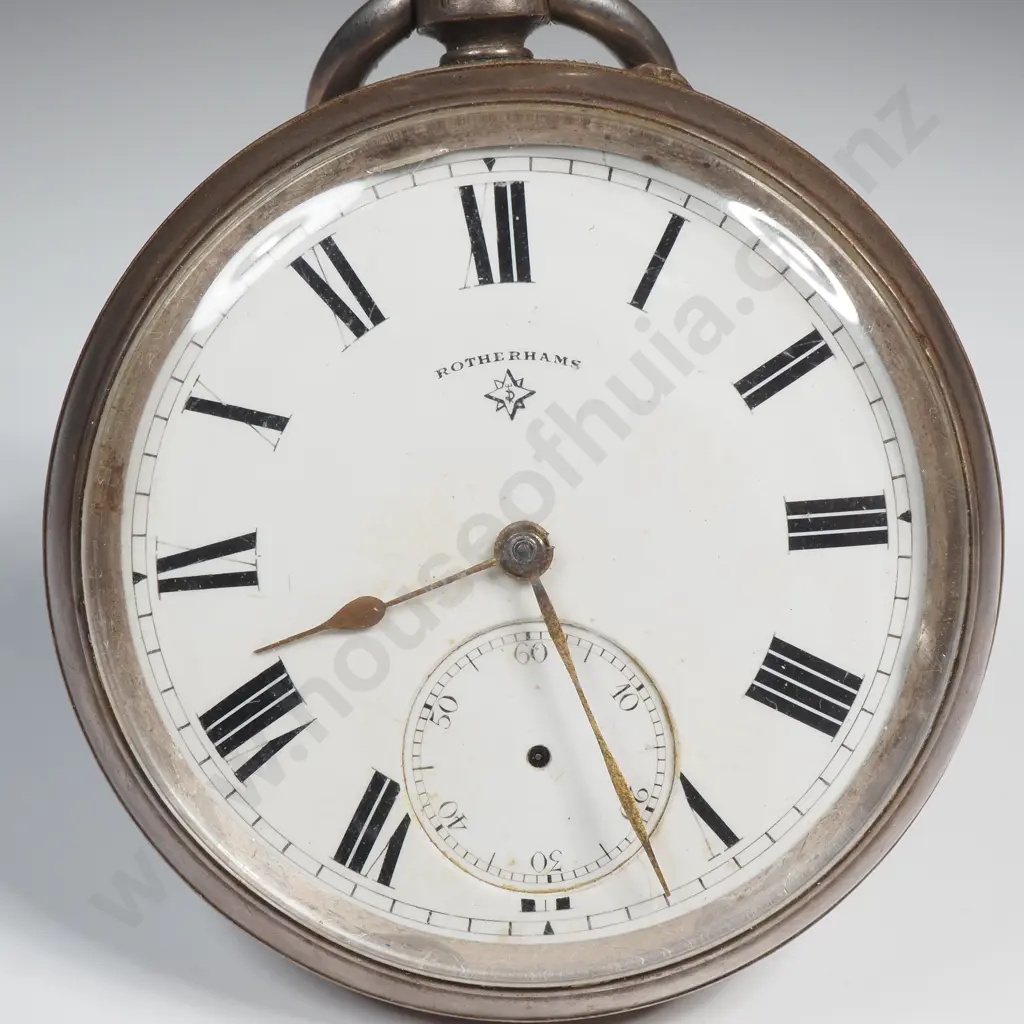 Sterling Silver Open Faced Pocket Watch A/F w British Hallmarks Image 1++