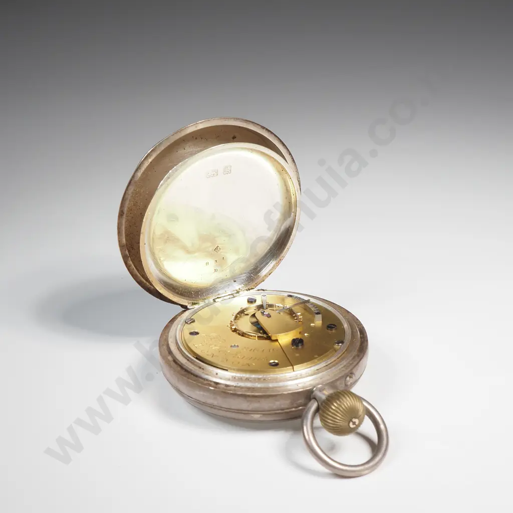 Sterling Silver Open Faced Pocket Watch A/F w British Hallmarks Image 1++