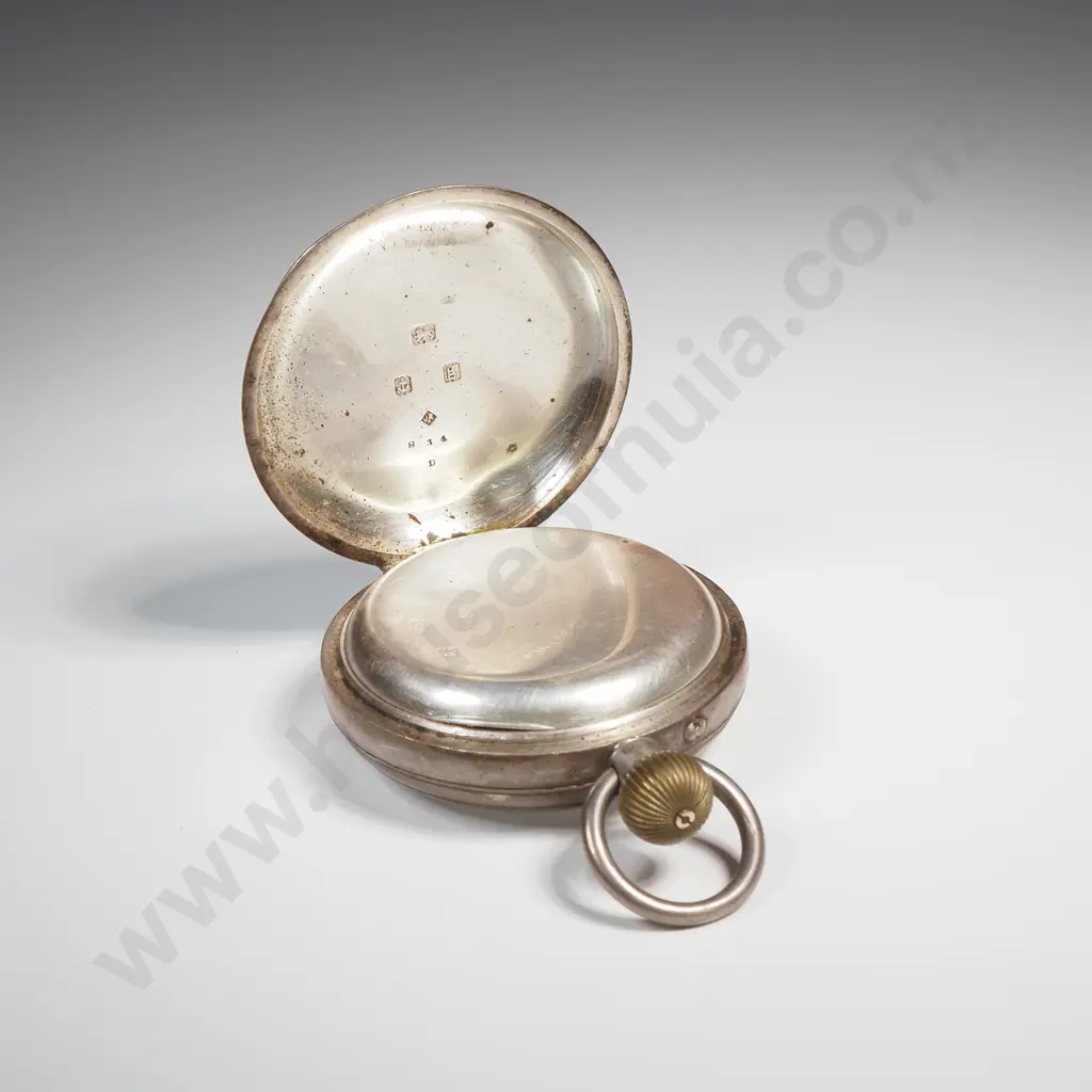 Sterling Silver Open Faced Pocket Watch A/F w British Hallmarks Image 1++