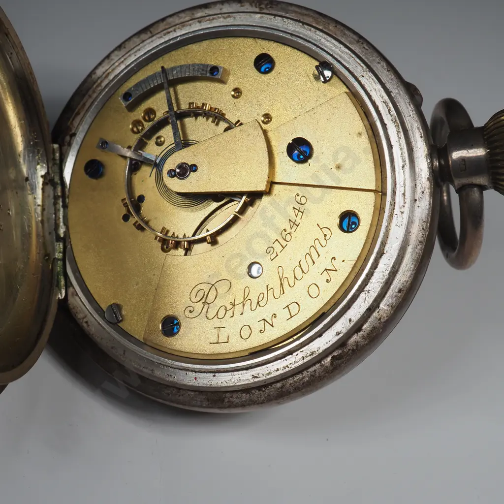 Sterling Silver Open Faced Pocket Watch A/F w British Hallmarks Image 1++