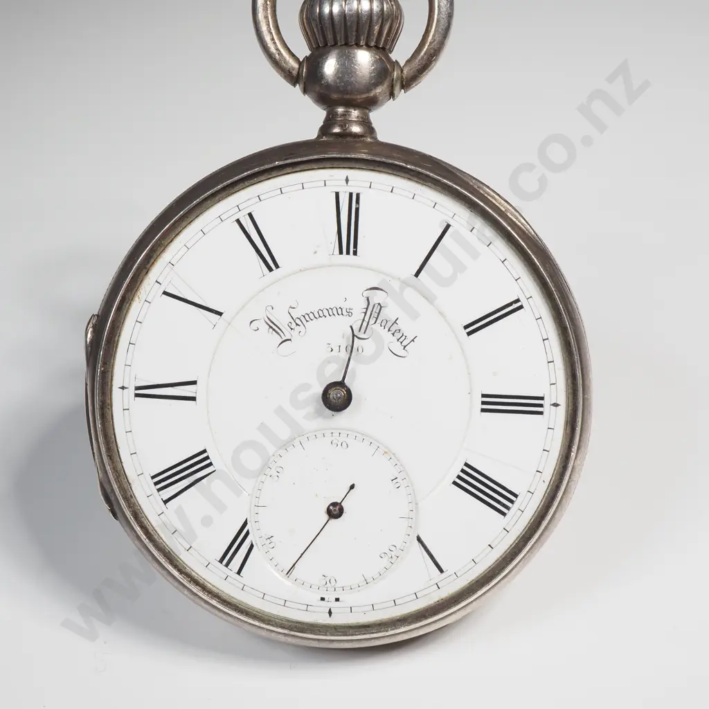 Sterling Silver Lehmans Patent Pocket Watch A/F Image 1++