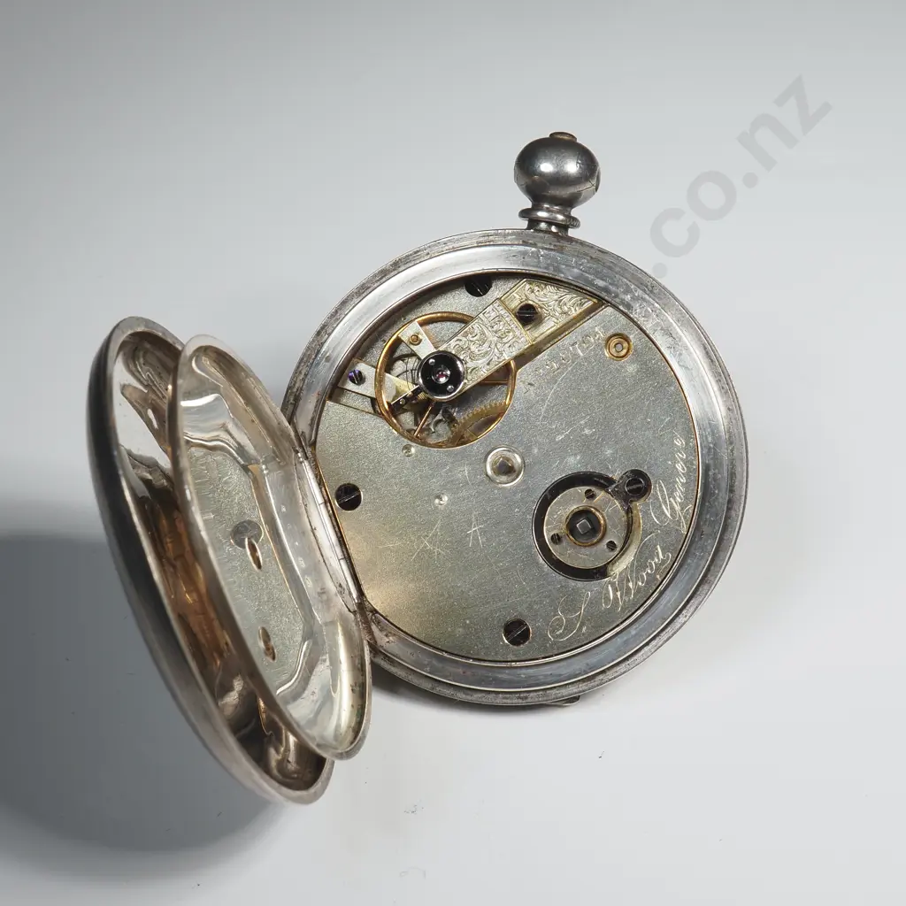Fine Silver Half Hunter Pocket Watch A/F w Replacement Glass Image 1++