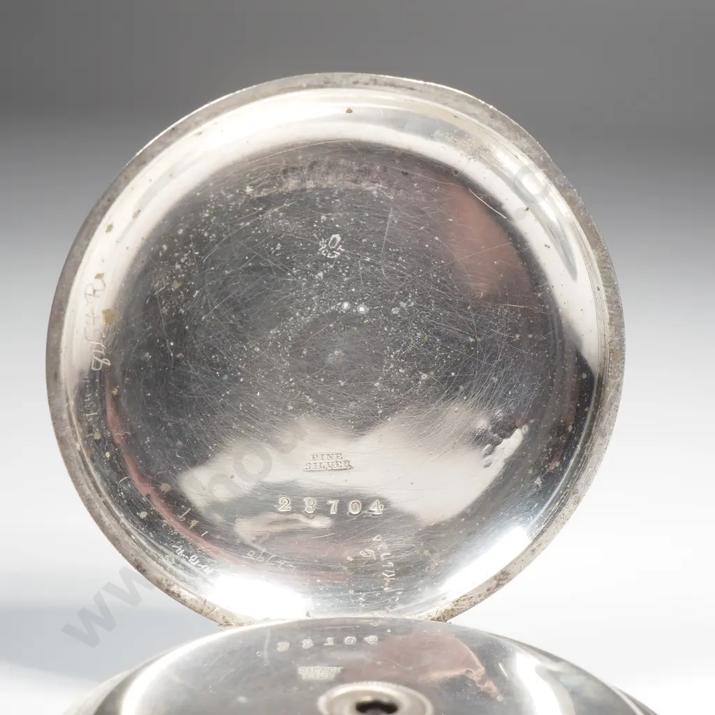 Fine Silver Half Hunter Pocket Watch A/F w Replacement Glass Image 1++