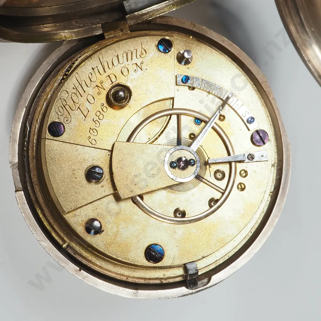 Sterling Silver Rotherhams Full Hunter Pocket Watch Image 1++
