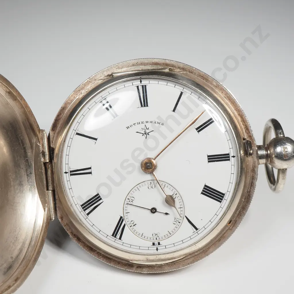 Sterling Silver Rotherhams Full Hunter Pocket Watch Image 1++