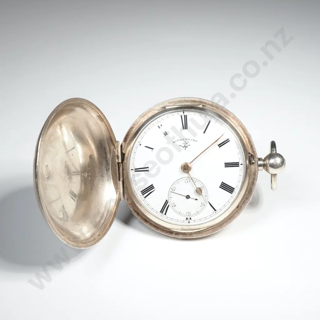 Sterling Silver Rotherhams Full Hunter Pocket Watch Image 1++